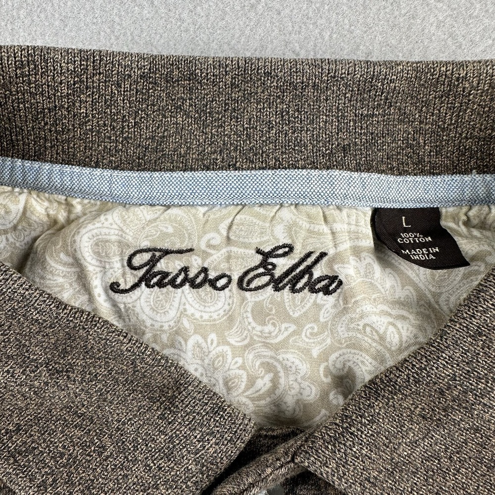 Tasso Elba Men's Polo Shirt Size Large Brown Long Sleeve Stretchy 100% Cotton - Picture 3 of 13